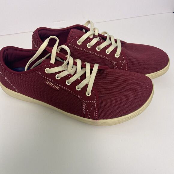 WHITIN Minimalist Red Canvas Sneakers with White Soles and Laces Sz 11 EU 45 - Picture 3 of 8